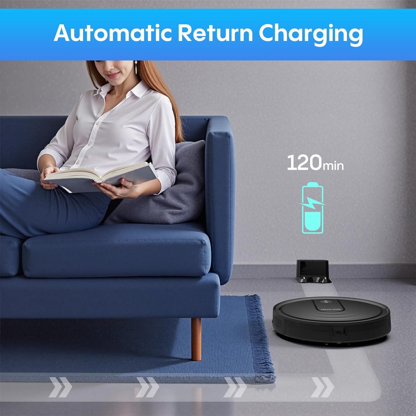Bagotte Robot Vacuum and Mop with 5000Pa, Robot Vacuum Cleaner with Schedule, 4 in 1 Robotic Vacuum Cleaner,Ultra Slim,Self-Charging,Wi-Fi/Voice/App, Perfect for Pet, Hard Floors, Carpet