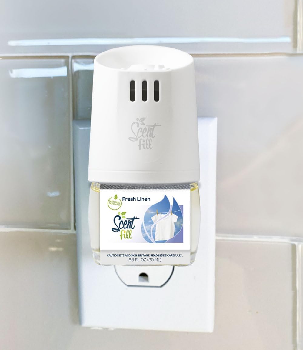 Scent Fill Fresh Linen Plug in Air Freshener, 4 Scented Oil Refills