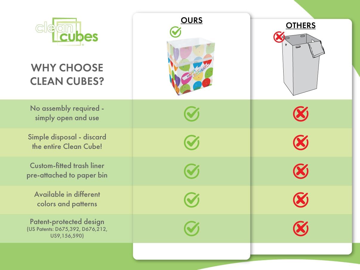 13 Gallon Disposable Pop-Up Trash Cans (3-Pack) with Fitted Bags – Foldable Garbage & Recycling Bins for Parties, Events & Kitchen (Birthday, 17" H x 13.5" W x 10" D)