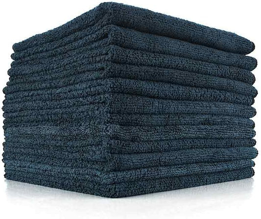 The Rag Company - All-Purpose Microfiber Terry Cleaning Towels - Commercial Grade, Highly Absorbent, Lint-Free, Streak-Free, Kitchens, Bathrooms, Offices, 300gsm, 12in x 12in, Midnight (12-Pack)