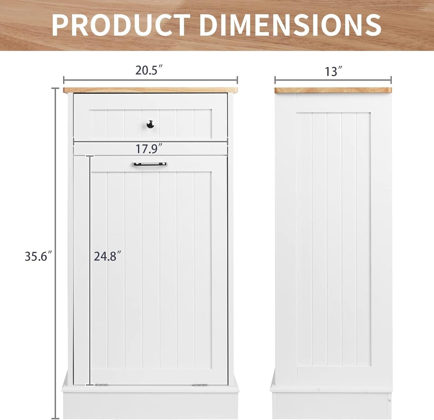 Betterhood Tilt Out Trash Cabinet 10 Gallon Wooden Free Standing Laundry Sorter Cabine,Recycling Cabine with Hideaway Drawer,Tilt Out Trash Cabinet Can Bin Kitchen