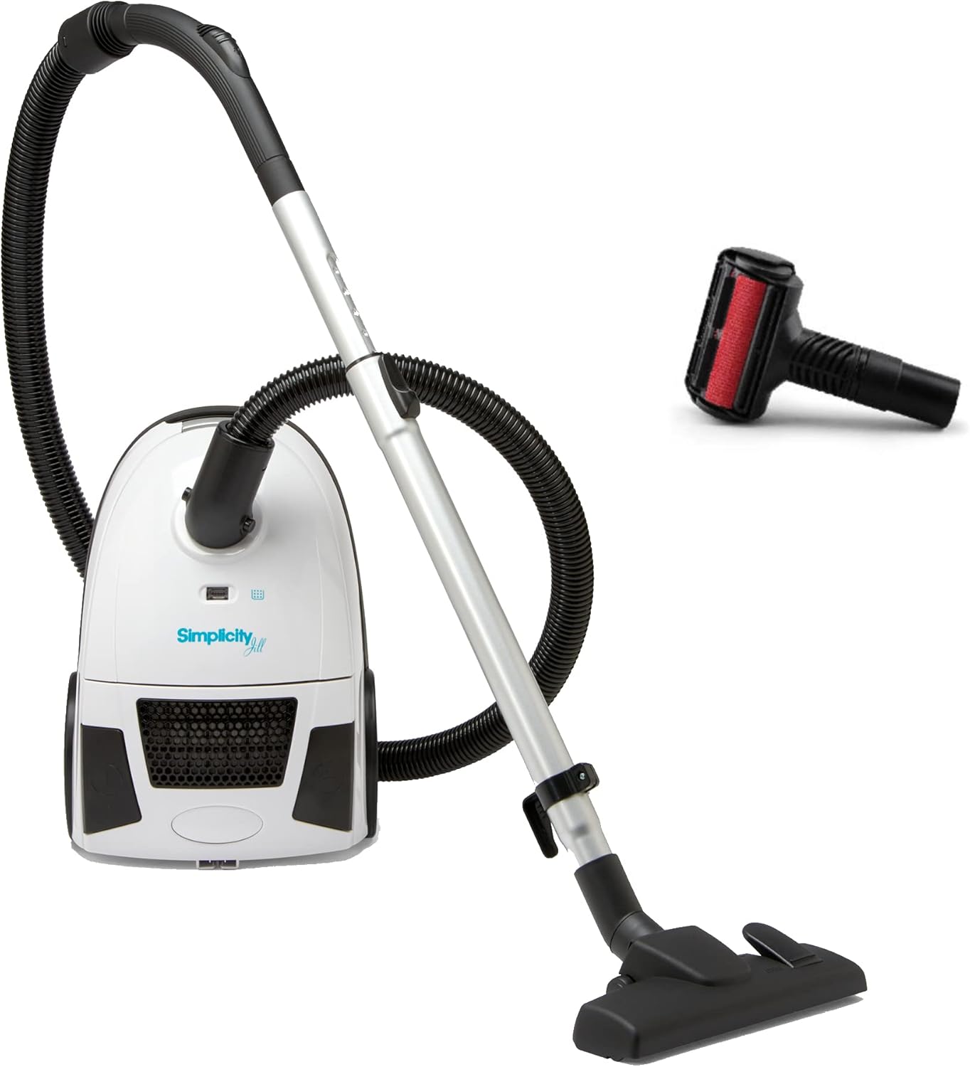 Simplicity Vacuums Jill Compact Canister Vacuum Cleaner with Pet Tool Fur Remover, Bagged Vacuum with Certified HEPA Filtration for Hard Floors and Rugs, Stair Vacuum