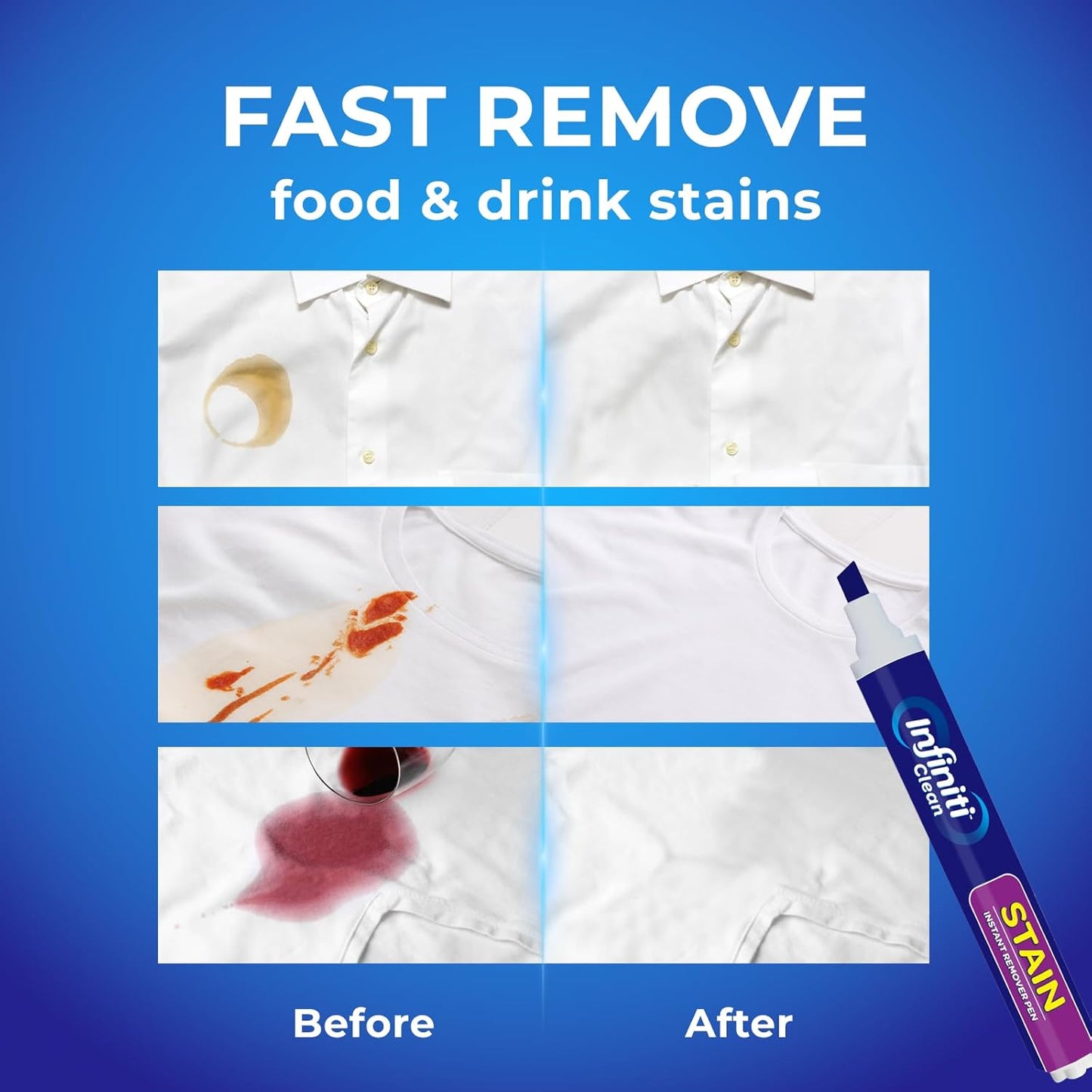 Stain Removal Pen (3 Pack) - 27ml (0.91 fl.oz) Each, Instant Fabric Stain Remover for Clothes, Portable Stain Eraser for Coffee, Wine, Grease, Makeup, On-The-Go Travel Size