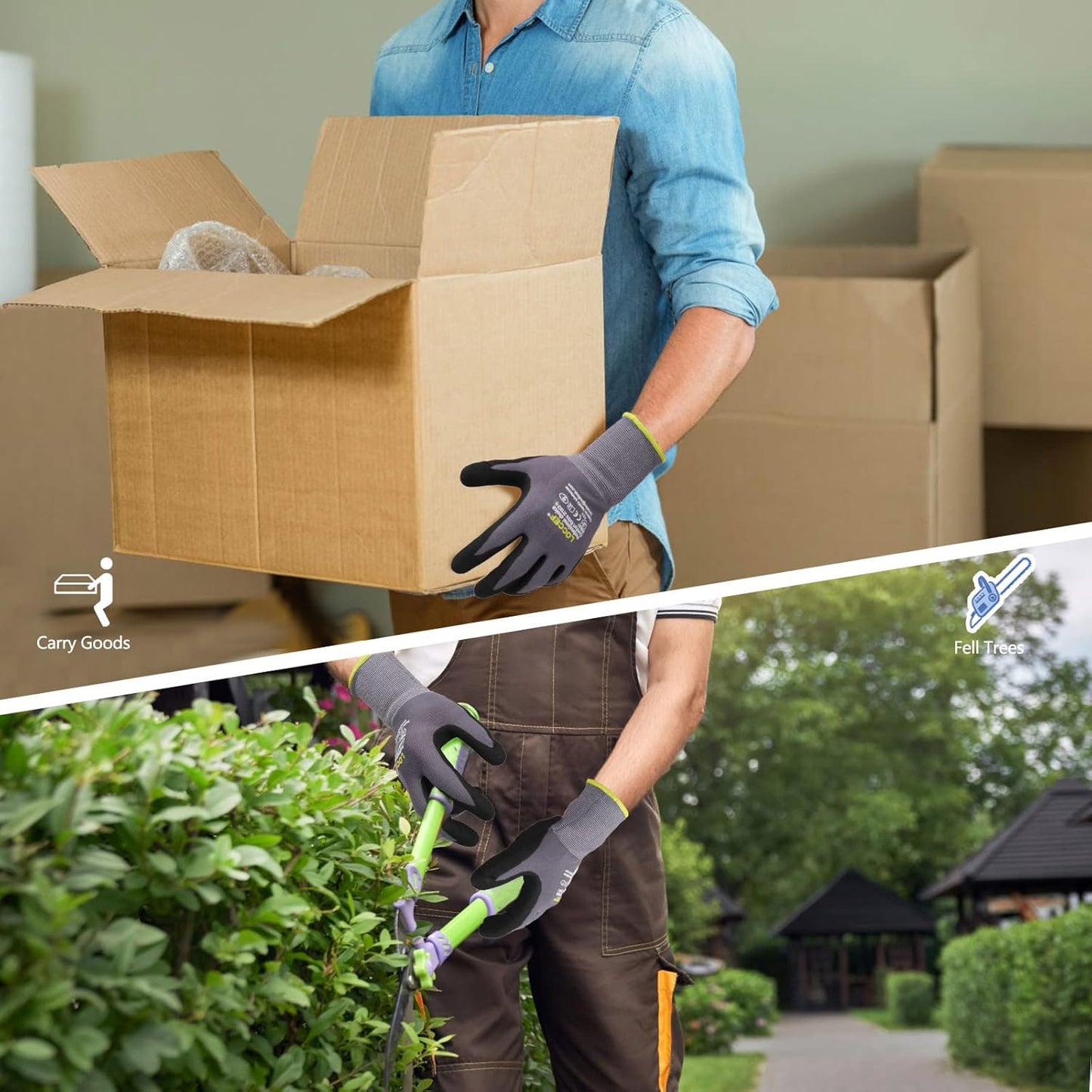 LOCCEF Work Gloves MicroFoam Nitrile Coated-6 Pairs,Seamless Knit Nylon Gloves,Gray Work gloves