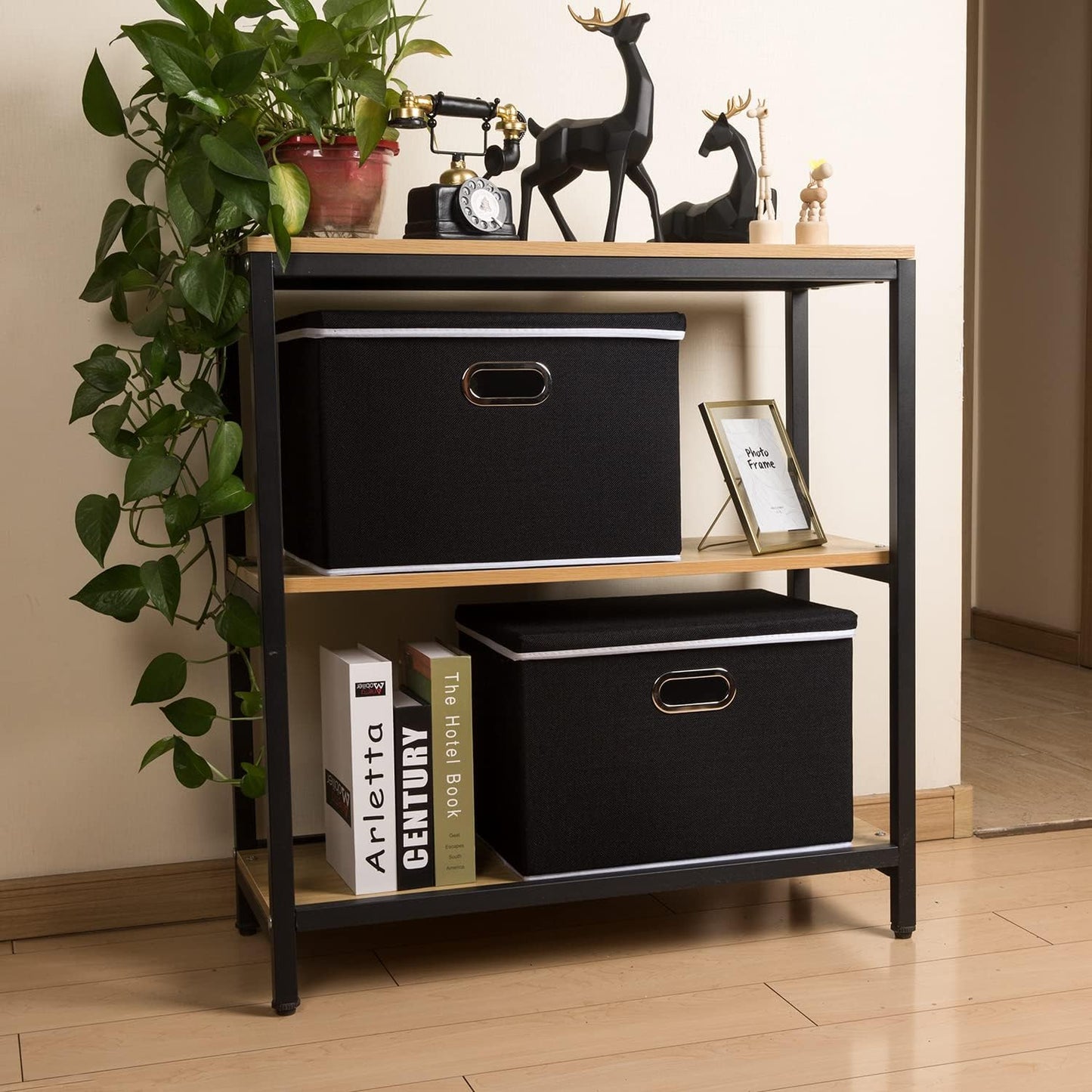 PRANDOM Extra Large Collapsible Storage Bins with Lids [3-Pack] Linen Fabric Foldable Storage Baskets Boxes Organizer Containers Cube with Cover for Bedroom Closet Office Nursery (22.8x15.7x13.8)