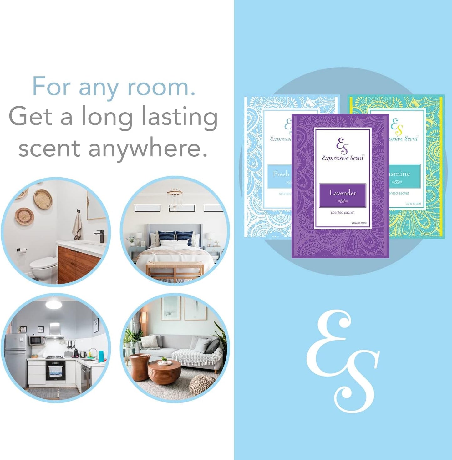 Expressive Scent Heritage Scent Pouches – Perfect Sea Spray Fragrance - Deodorizer for Drawers, Closets, Cars and Bathrooms – Long-Lasting Fresh Scent Sachets (6-Pack)