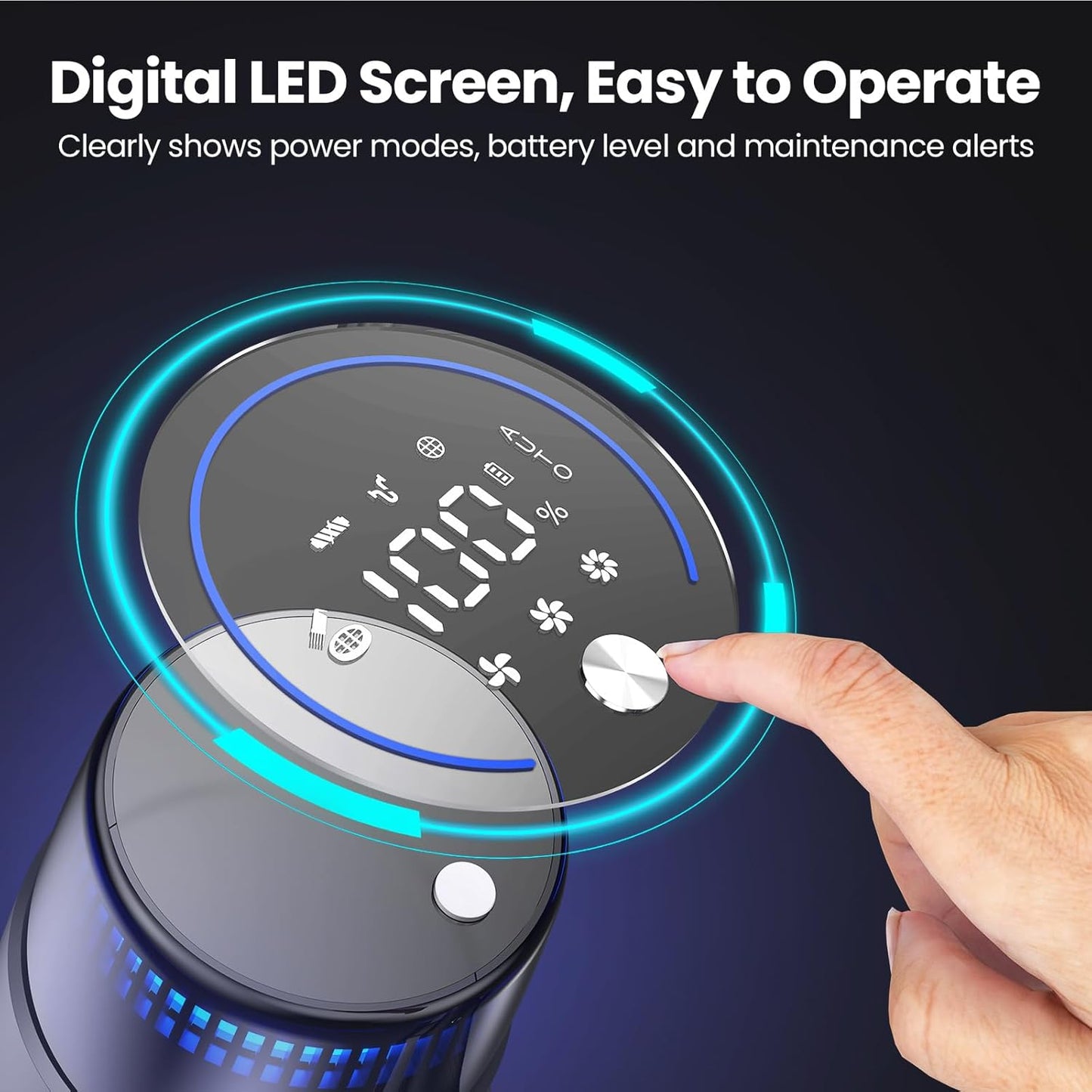 V25 Cordless Vacuum Cleaner, 680W 60Kpa Powerful Stick Vacuum with Dust Sensor, Digital Display, 4000mAh Rechargeable Battery up to 60Mins, Versatile for Pet Hair, Floor, Carpet (Royal)