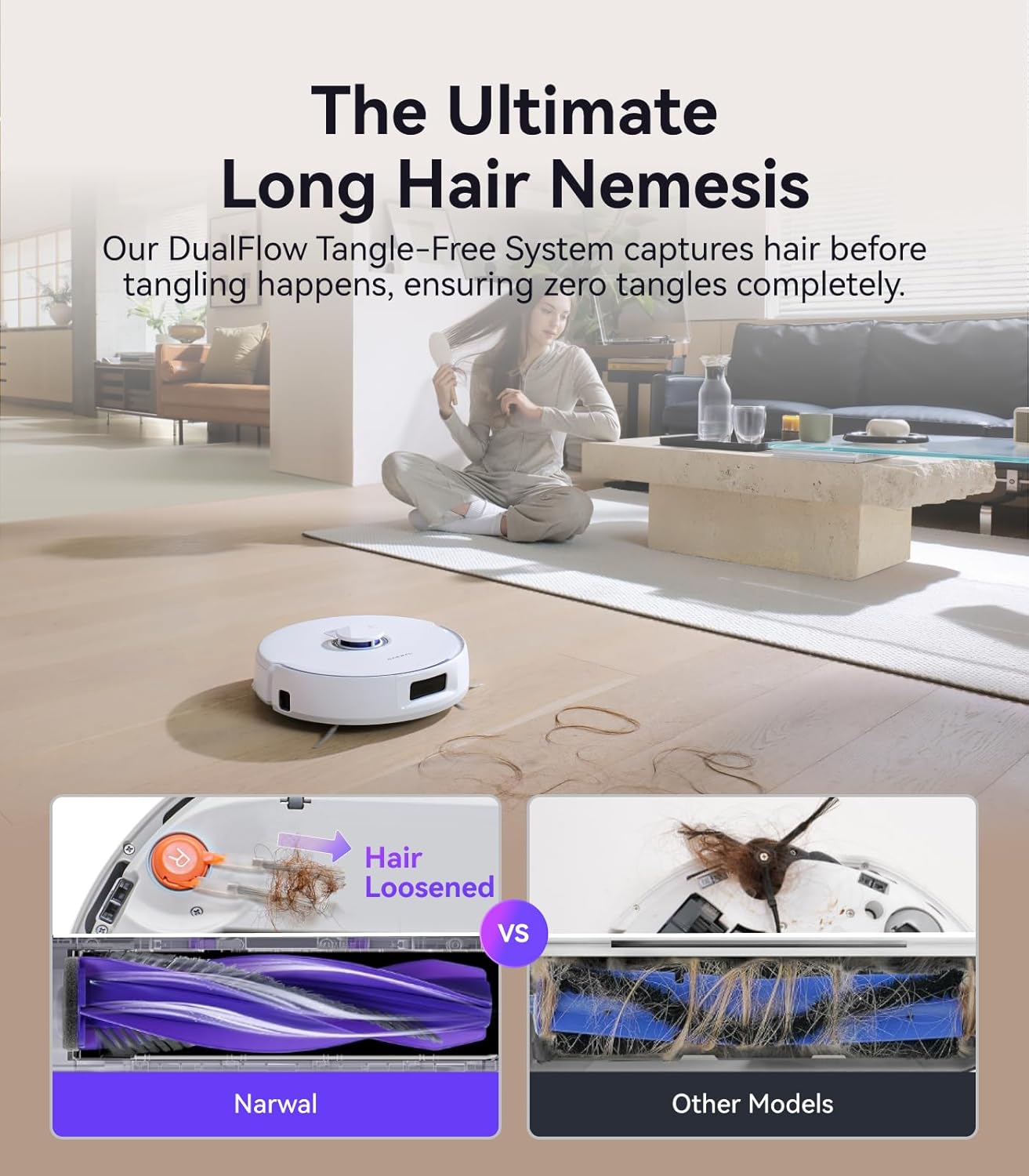 NARWAL Freo Pro Robot Vacuum and Mop Combo, Tangle Free Robot Mop, 8500Pa Powerful Suction, Self-Emptying, Auto Mop Washing, Auto Drying, Obstacle Avoidance, Ideal for Pet Hair and Hard Floor