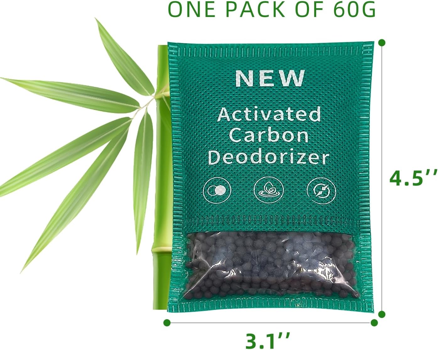 6 Pack New Type Activated Charcoal Odor Absorber,Refrigerator Deodorizer,Trash Can Deodorizer,Odor Eliminator for Home,Pet,Car,60g/Pack