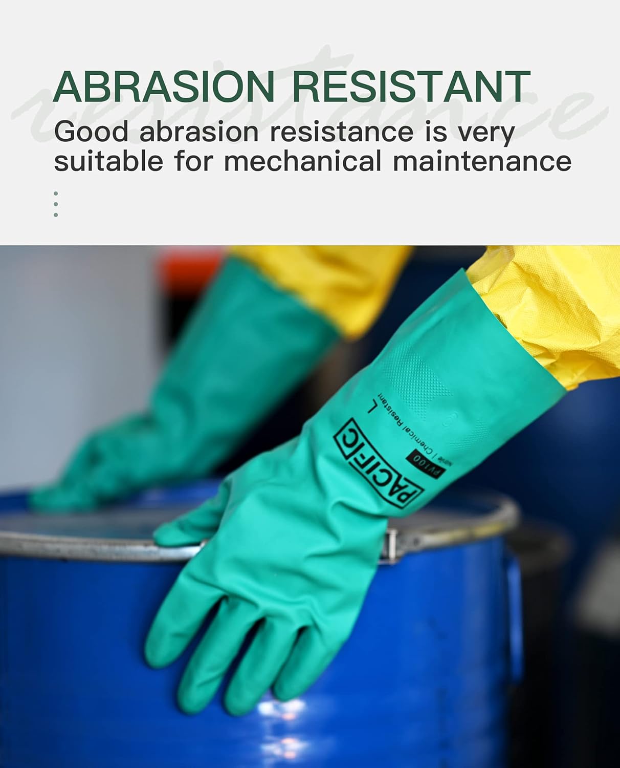 PACIFIC PPE 2 Pairs Nitrile Chemical Resistant Gloves, Flocked, Resist Strong Acid, Alkali, 15 mil, 12.6", XX-Large