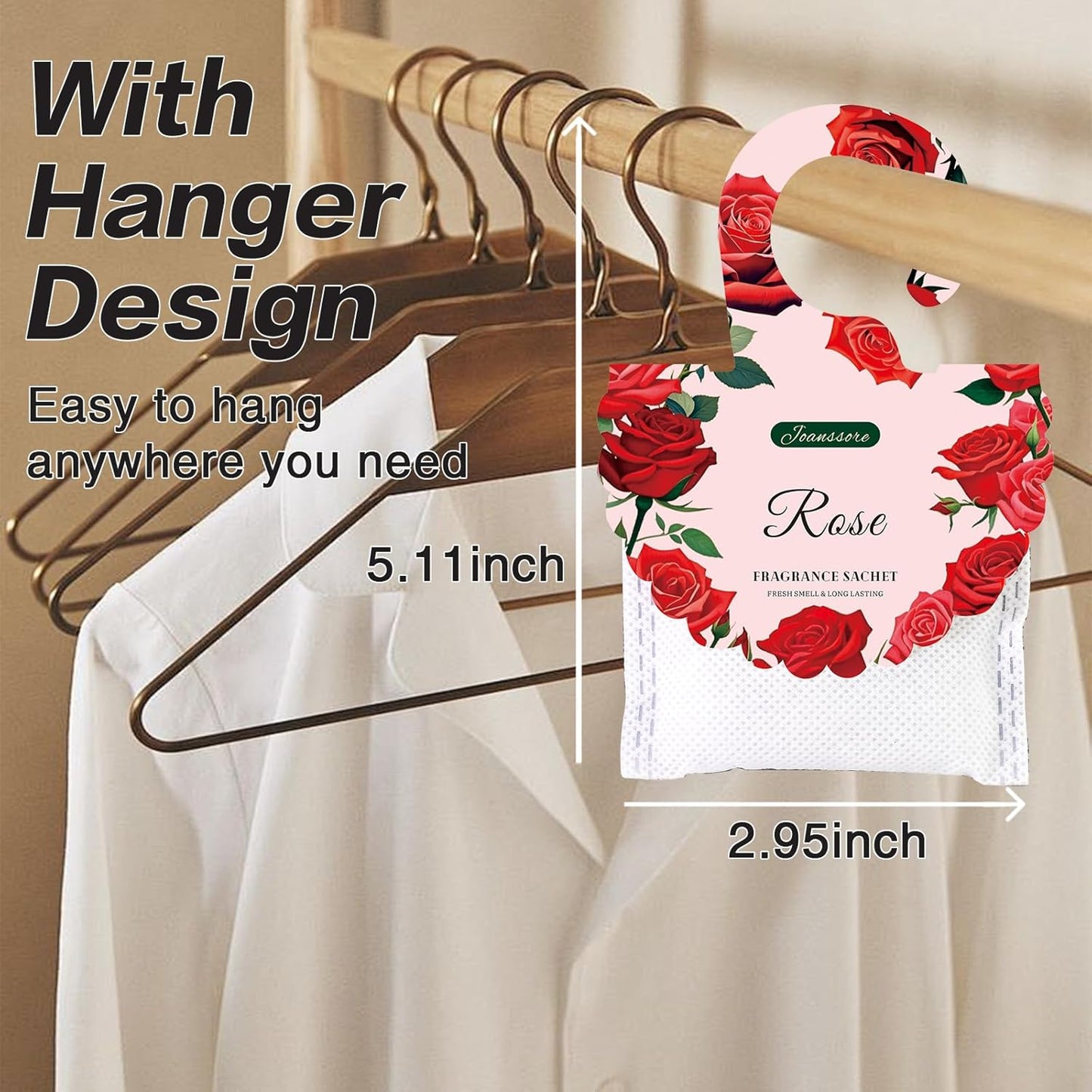 15 Packs Rose Scented Sachets Bag for Drawers and Closets, Air Freshener for Home Fragrance Sachet, Long-Lasting Hanging Closet Deodorizer Smell Goods for House