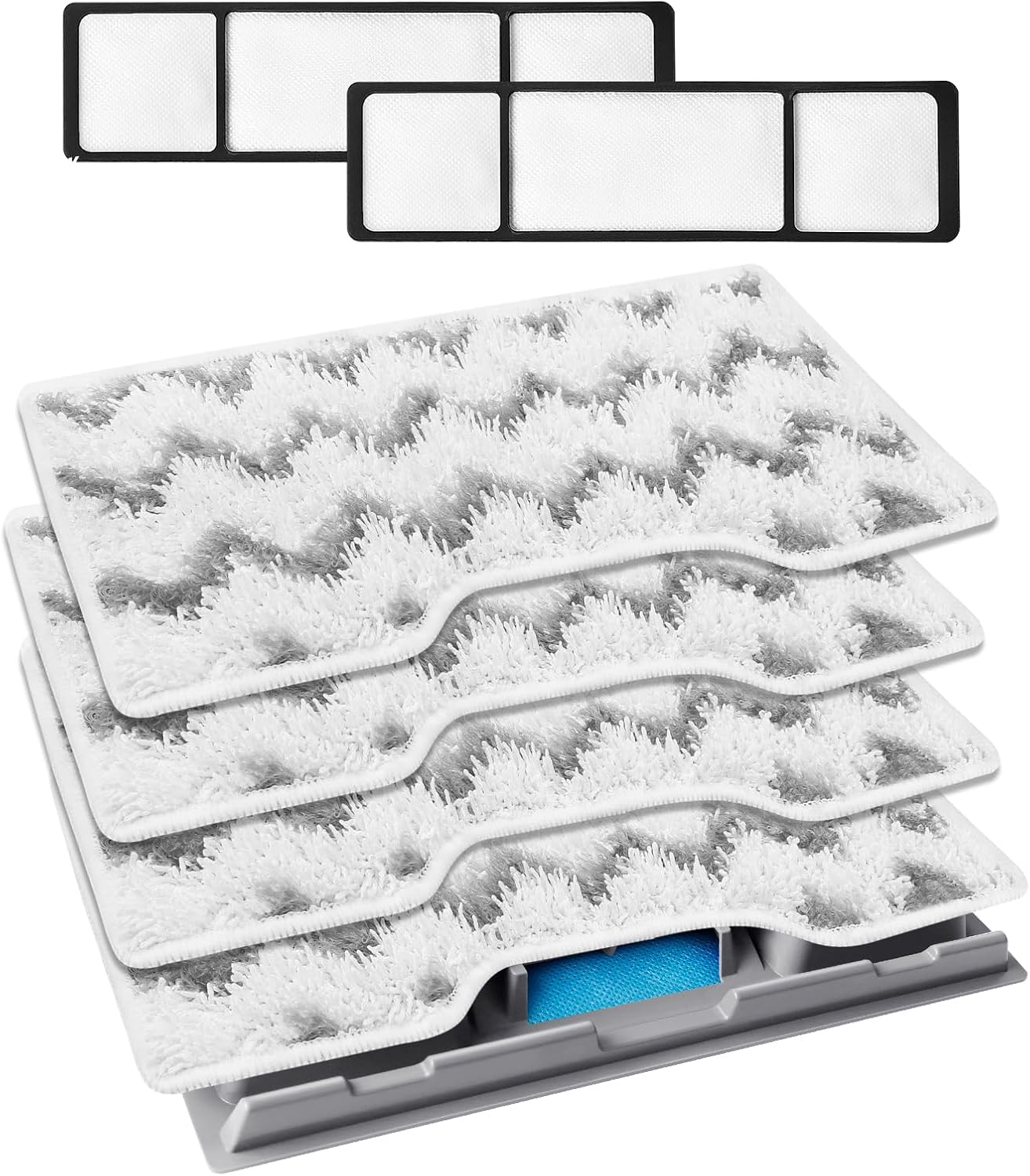 KEEPOW Reusable Mop Replacement Pads Compatible with Shark Vacmop VM252 VM200P12 VM252P10 VC205 VM190 VM200 QM250 VM250, Washable Microfiber Mop Vac Pads Refills with Upgraded Design(1+2+4 Pads)