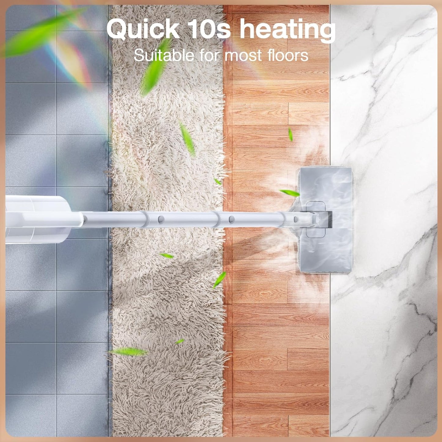 ScrubWiz Steam Mop Cleaner with Detachable Handheld Steamer, 10-in-1 Multi Accessories, Washable Microfiber Pads, 350ml and 2 Adjustable Level for Cleaning Floor, Carpet, Tile, Grill and Grout, White