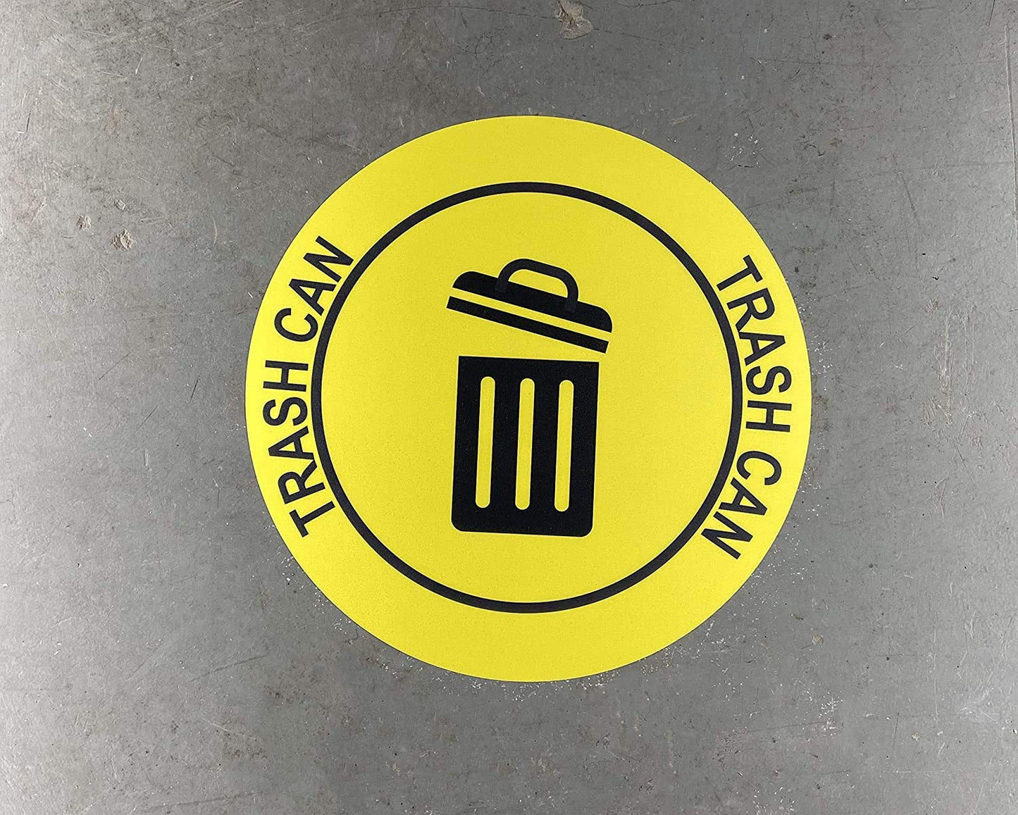 "Trash Can" Durable Laminated Vinyl Floor Sign- Sign by Graphical Warehouse- 5S Safety and Security Signage, Visual Communication Tool (22", Yellow/Black)