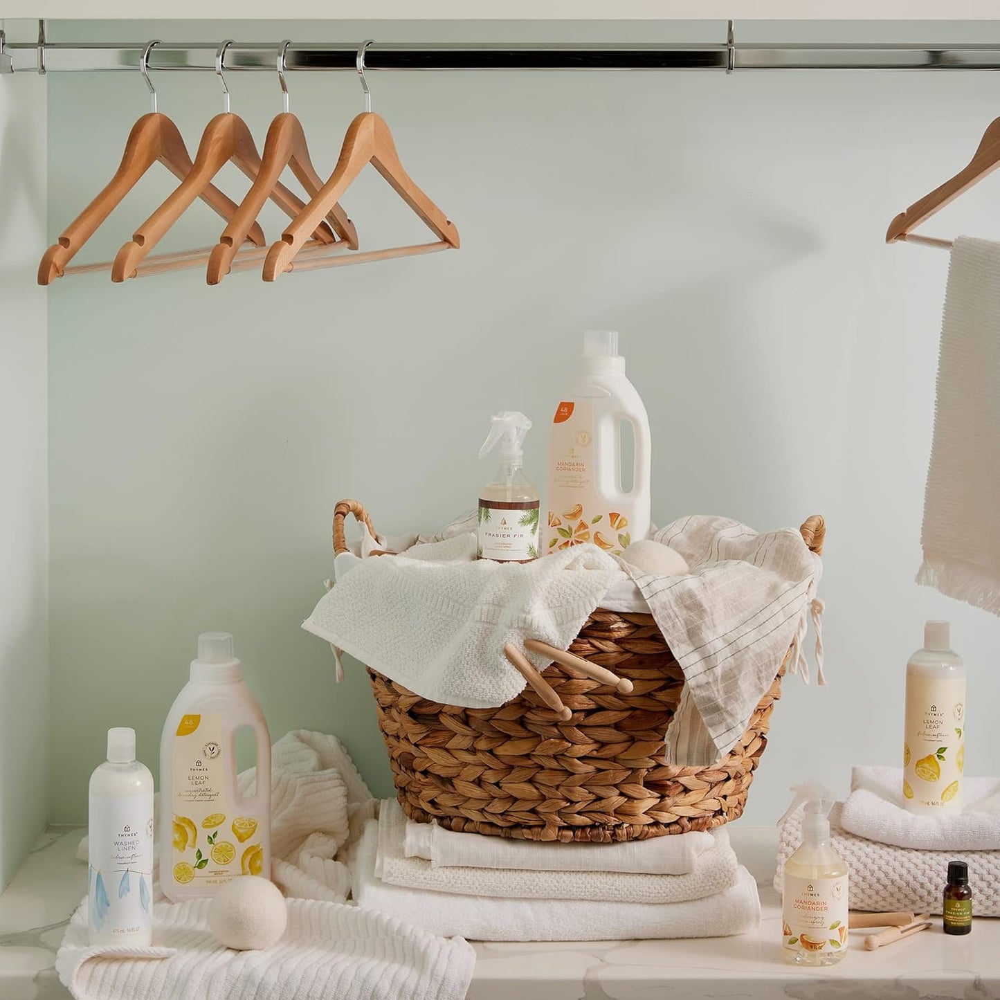 Thymes Wool Dryer Balls Set – Includes 3 Wool Laundry Balls + 1 Scented Laundry Fragrance Oil for Dryer – Eliminate Wrinkles, Static & Lint (Lemon Leaf, 0.5 fl oz)