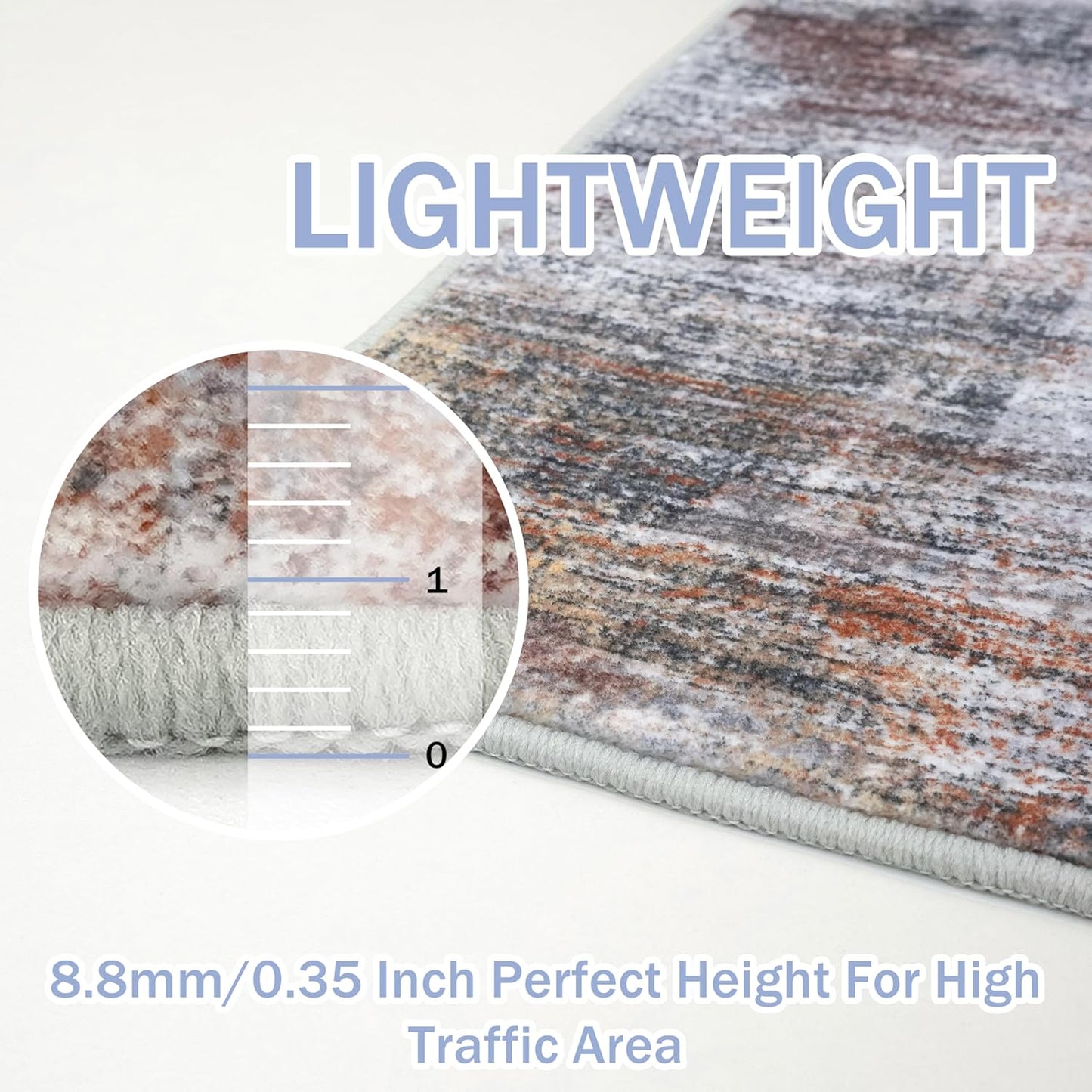 IOHOUZE Small Abstract Area Rug 2x3 Ft Entryway Rugs Washable Door Mat Indoor Entrance, Rubber Backed Throw Rugs, Printed Faux Wool Non Slip Floor Carpet for Foyer Front Door Sink, Orange Grey