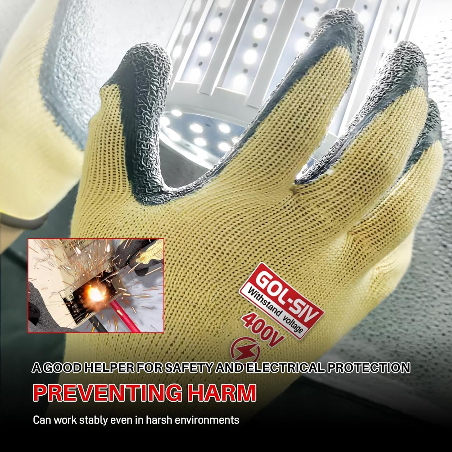 Electrical Insulated Gloves XL - 400V Low Voltage Electrician Safety Gloves, Rubber Non Slip Work Gloves For Men