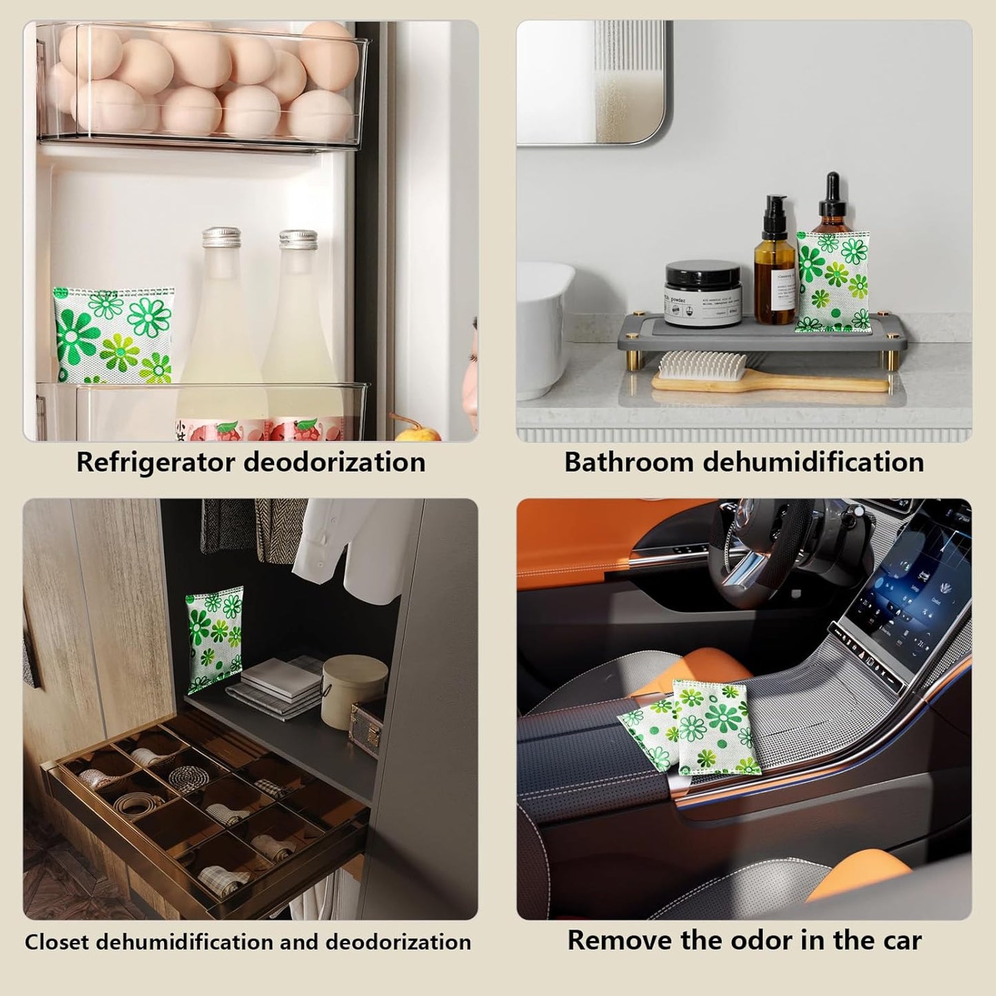 12 Pack Activated Charcoal Odor Absorber,Refrigerator Deodorizer,Odor Eliminator for Home,Pet,Car,50g/Pack