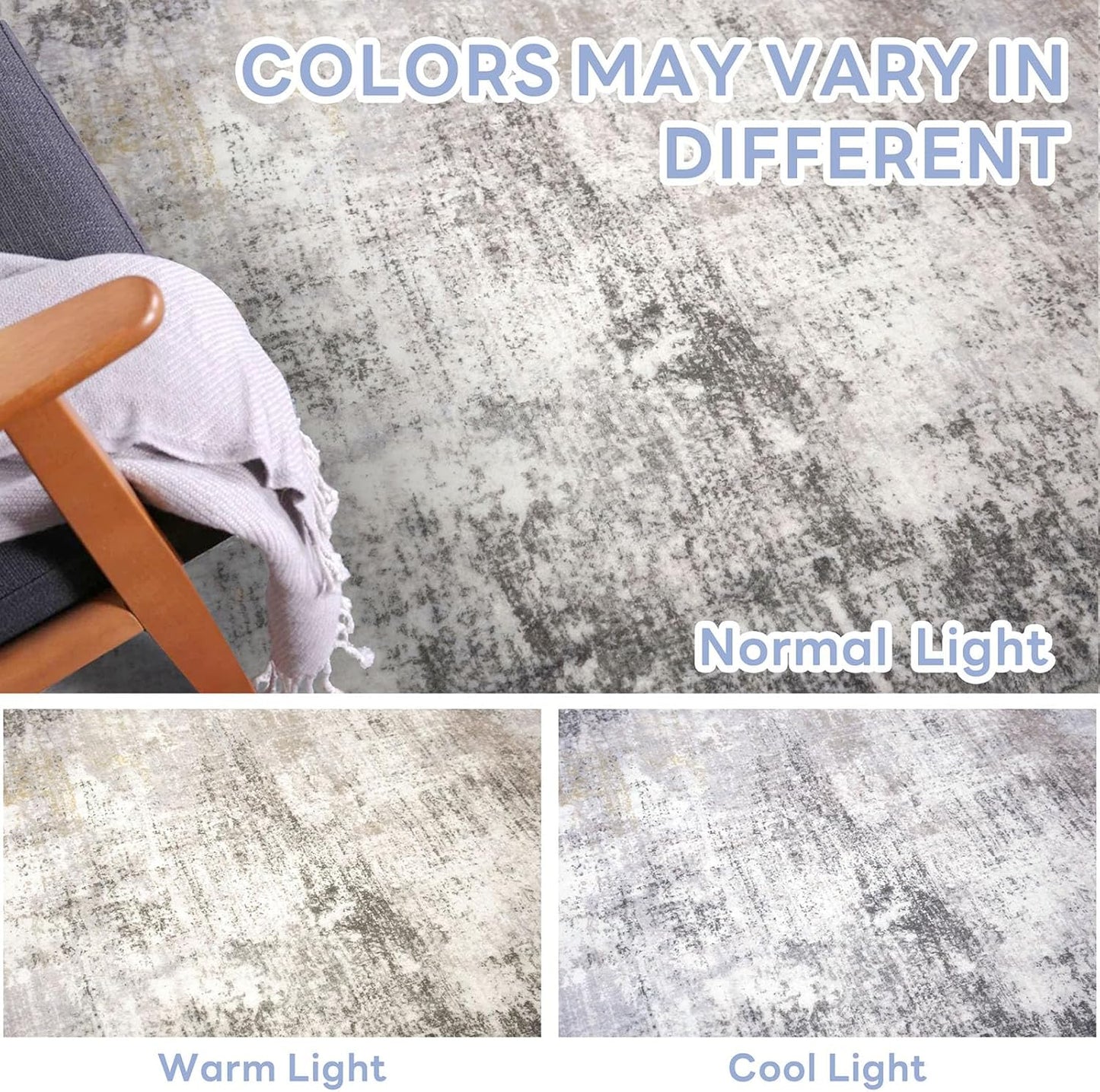 IOHOUZE Small Abstract Area Rug 2x3 Ft Entryway Rugs Washable Door Mat Indoor Entrance, Rubber Backed Throw Rugs, Printed Faux Wool Non Slip Floor Carpet for Foyer Front Door Sink, Grey Beige