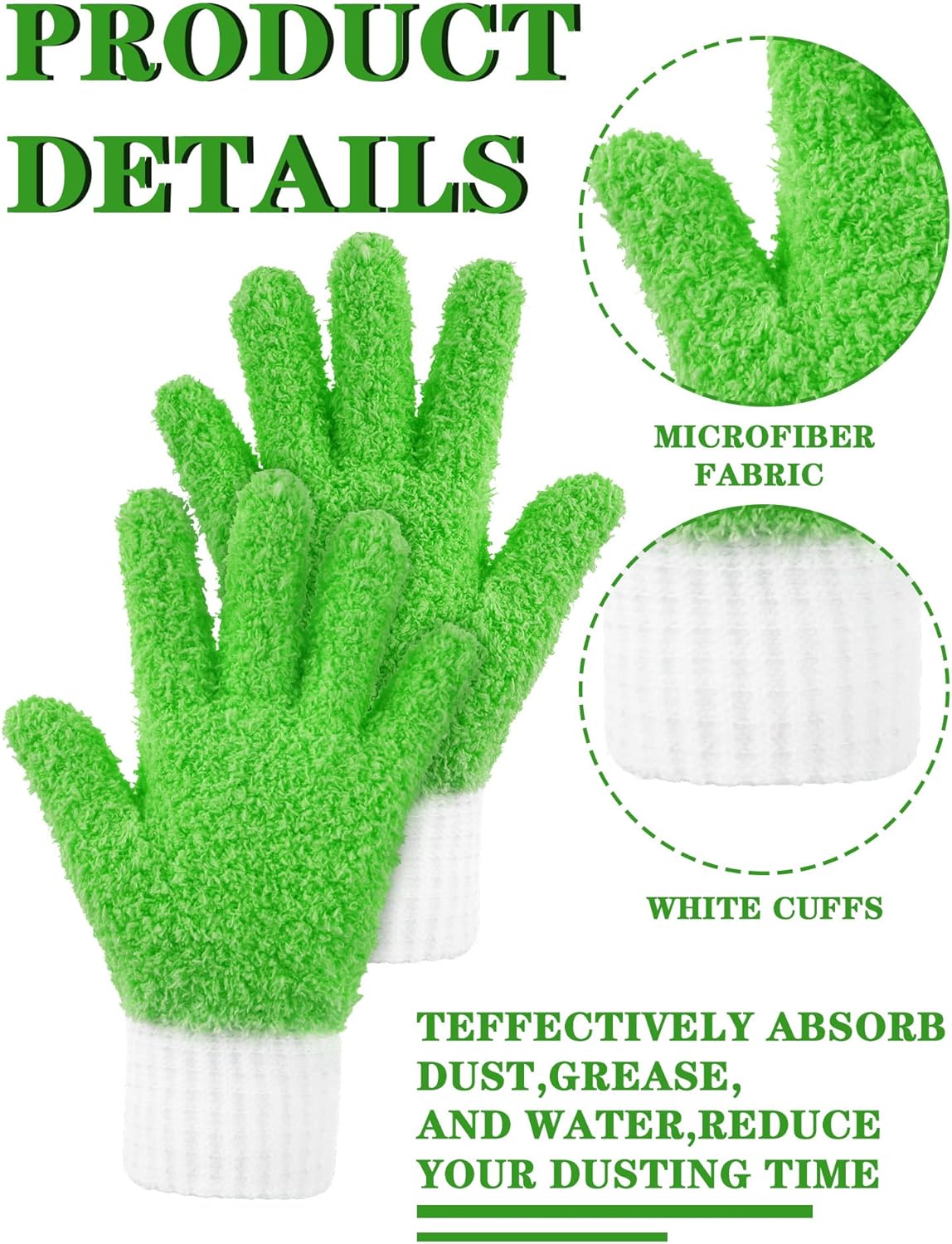 Bencailor 3 Pairs Microfiber Plant Dusting Gloves Leaf Cleaning Gloves for Indoor Plants, Blinds, Furniture, House