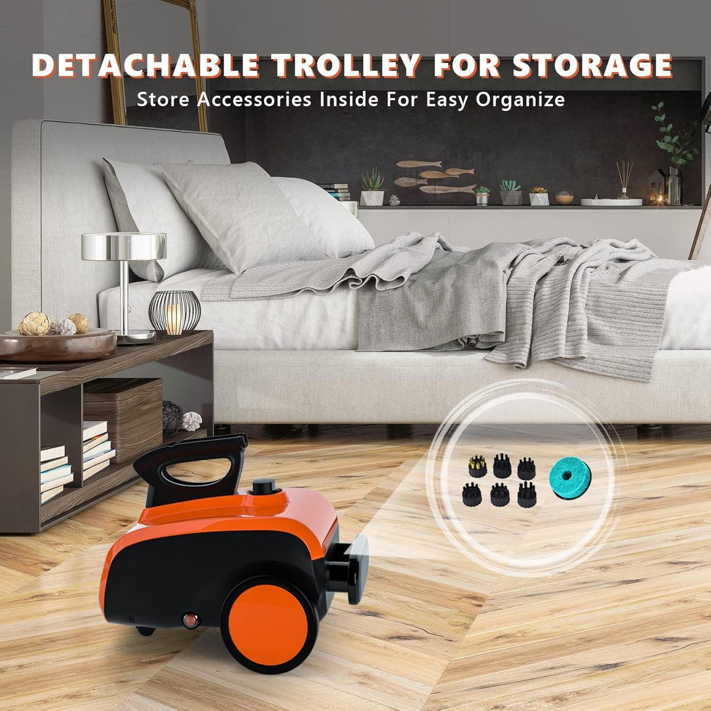 ARLIME Multi-Purpose Steam Cleaner with 19 Accessories, Household Rolling Steamer Cleaning Mop for Carpet, Cars, Floors W/ 1.5L Tank & Extra-Long Power Cord